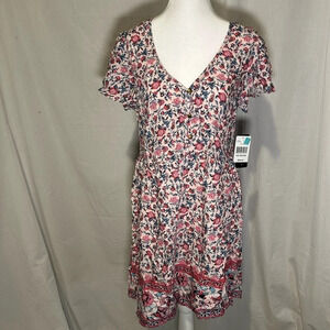NWT City Triangles pink & blue floral v neck dress size medium